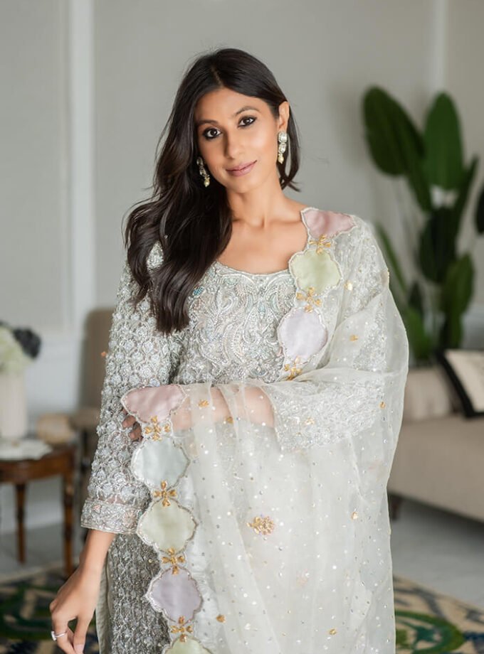 Classic Long Fitted Kameez with Trouser & Dupatta