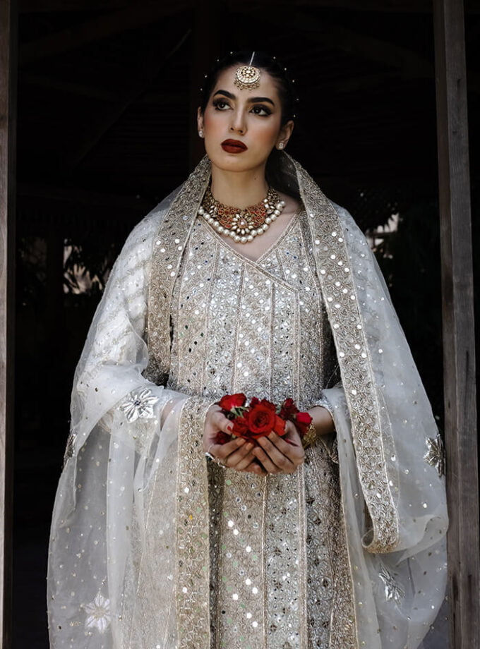 Ivory Gold Kalidar Angrakha with Trouser/Lehnga & Dupatta