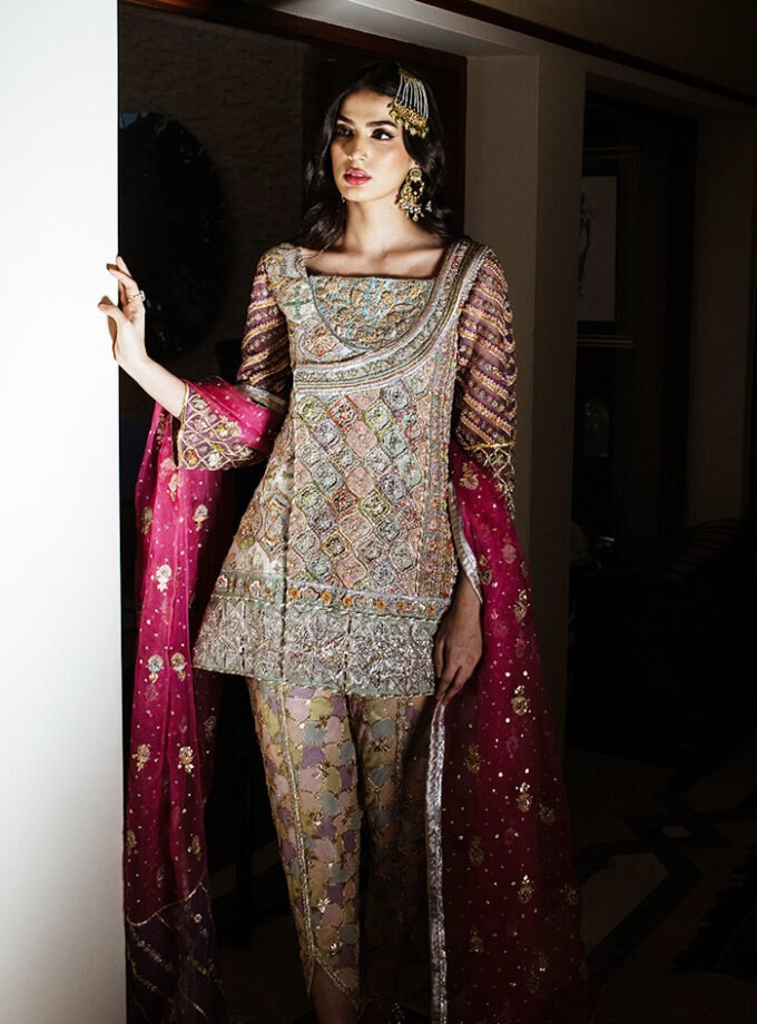 Angrakha Shirt with Trouser & Dupatta