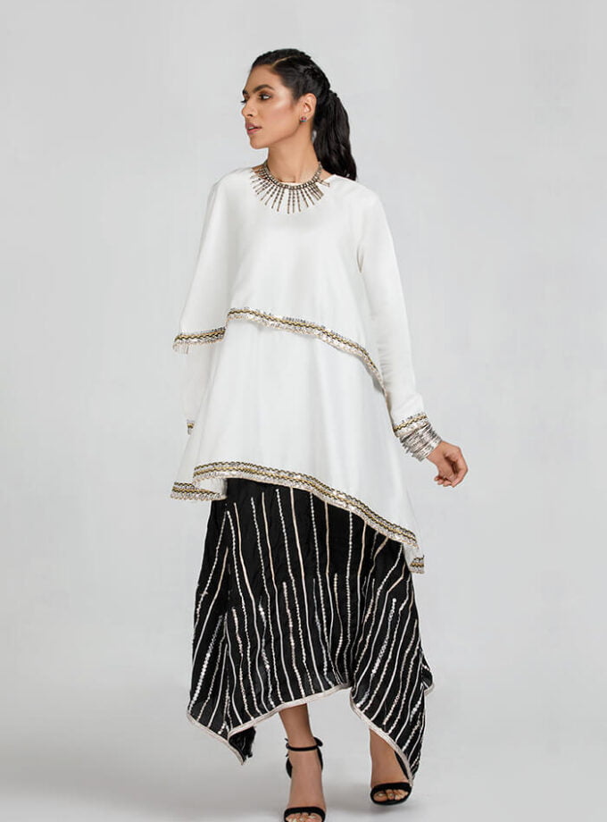 Double Layer White Flared Short Dress