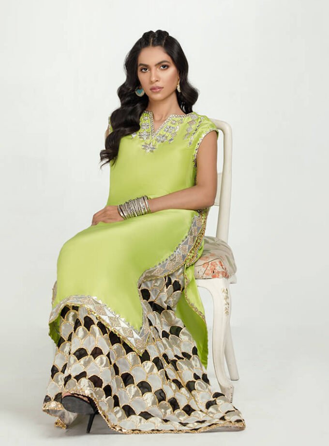 Chartreuse Raw Silk Shirt