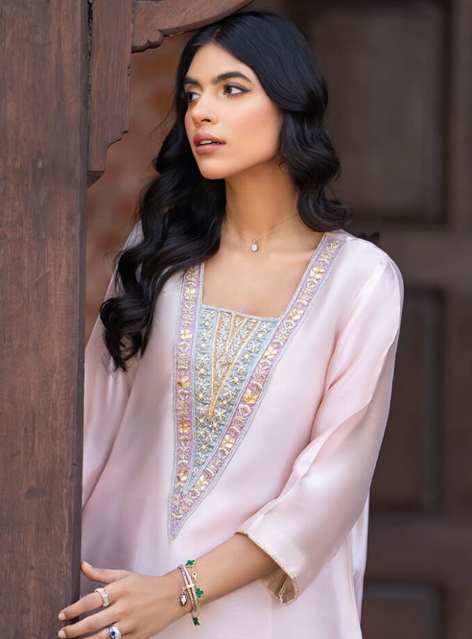 Pastel Pink Organza Silk Shirt