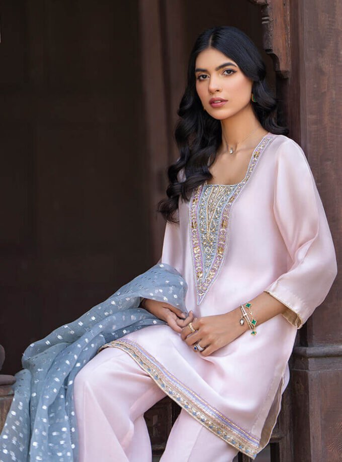 Pastel Pink Organza Silk Shirt