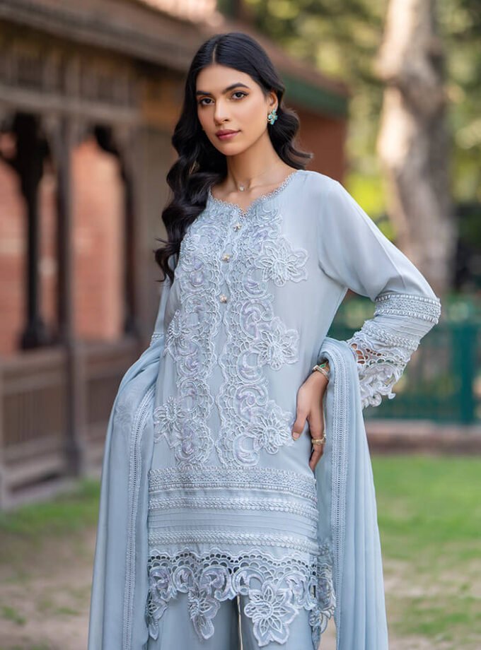 Mohair Soft Blue Grey Coloured Kameez