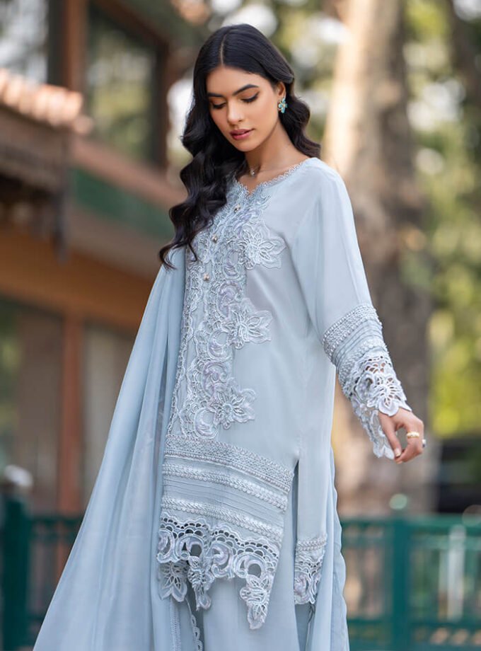 Mohair Soft Blue Grey Coloured Kameez