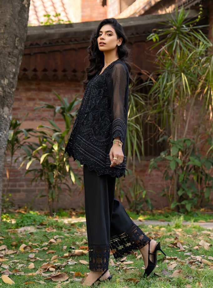 Black Organza Short Jacket Style Shirt