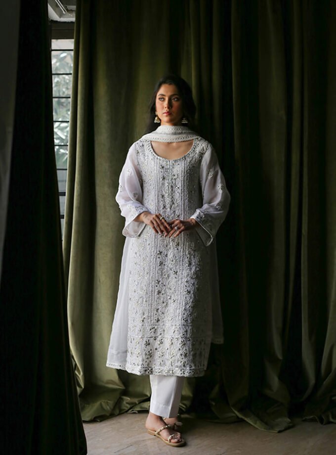 White Cotton Handworked Chikankari Kurta