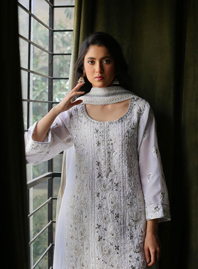 White Cotton Handworked Chikankari Kurta